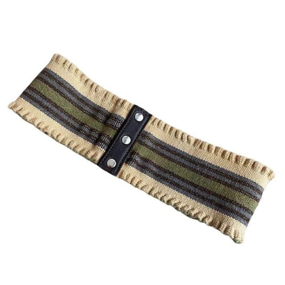 Scanlan &‎ Theodore Waist Belt Woven Hemp Canvas Beige Tan Earthy Snap Closure